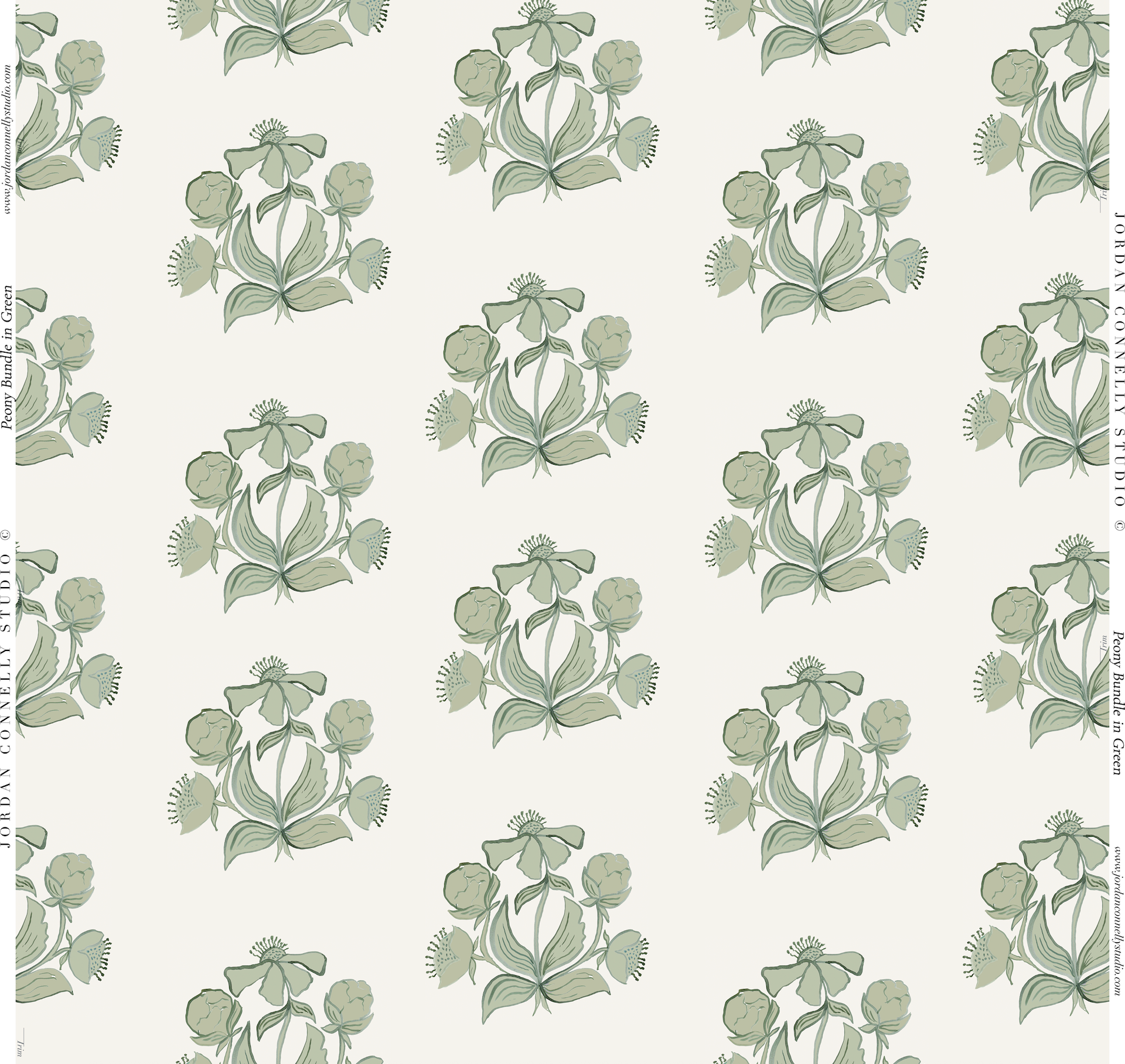 Peony Bundle In Green Wallpaper