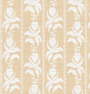 Blocked Tulips In Natural Grasscloth Wallpaper