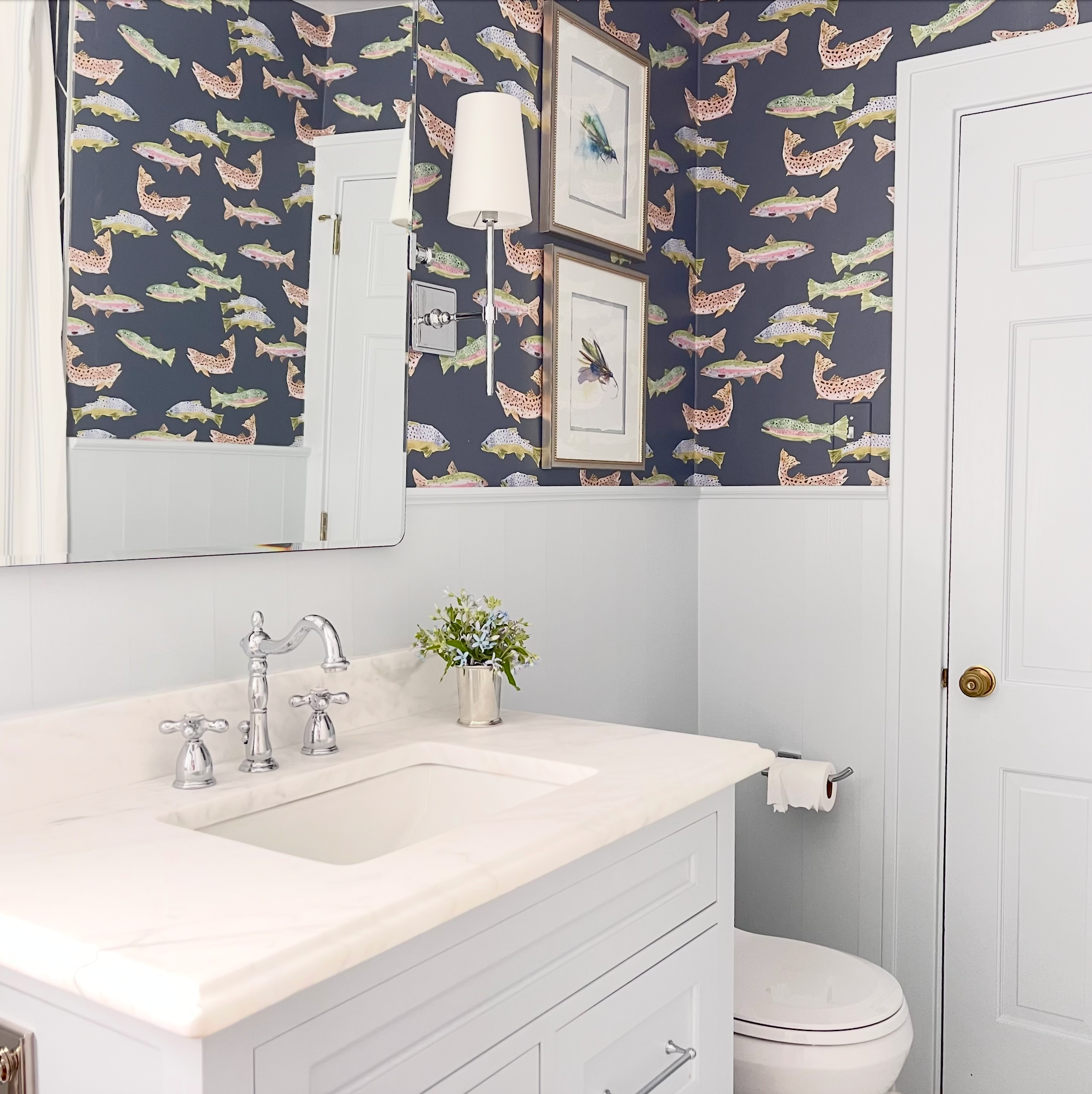 Tight Lines In Navy Wallpaper