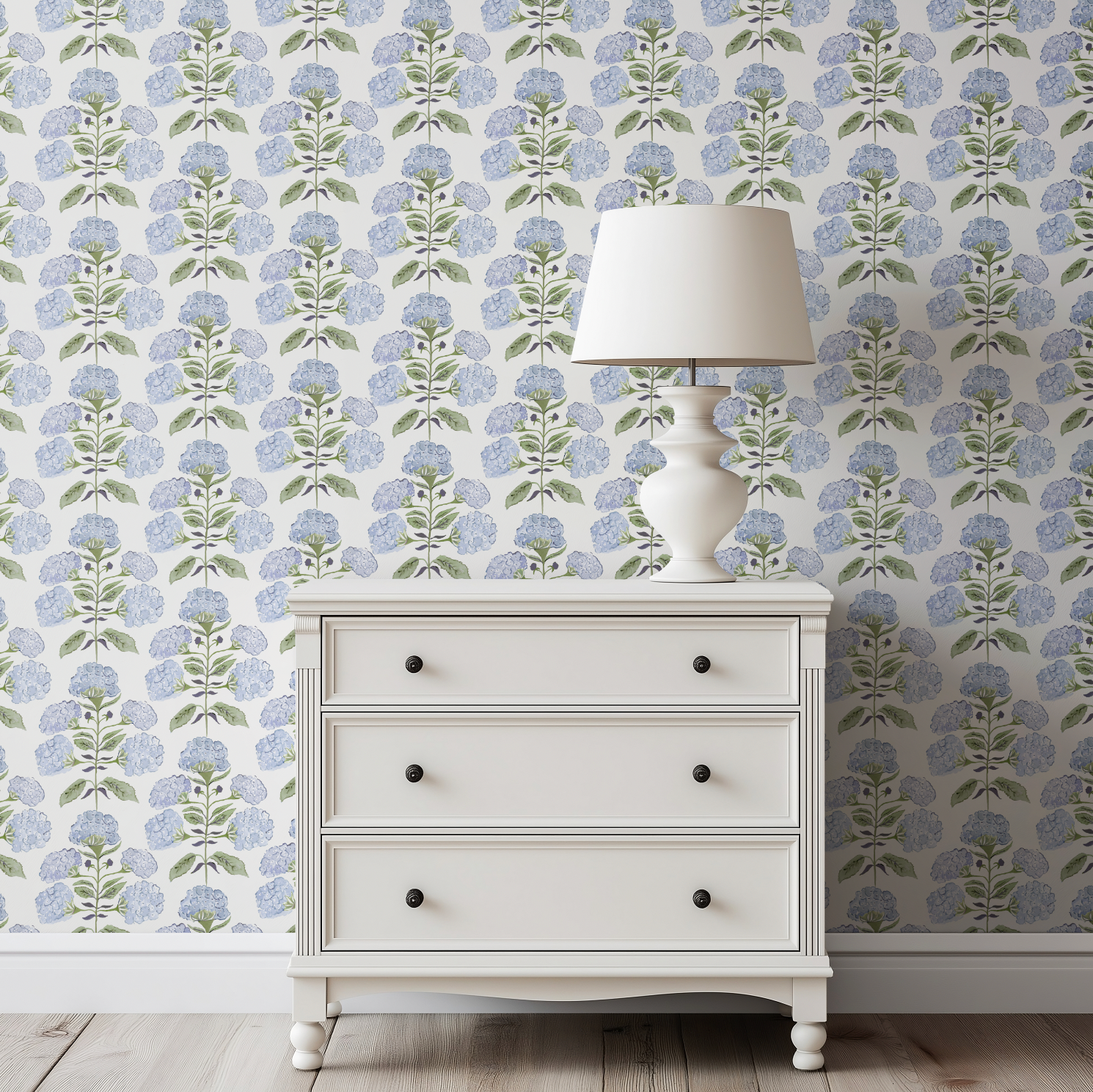 Hydrangea Bloom In Blue & Green Wallpaper