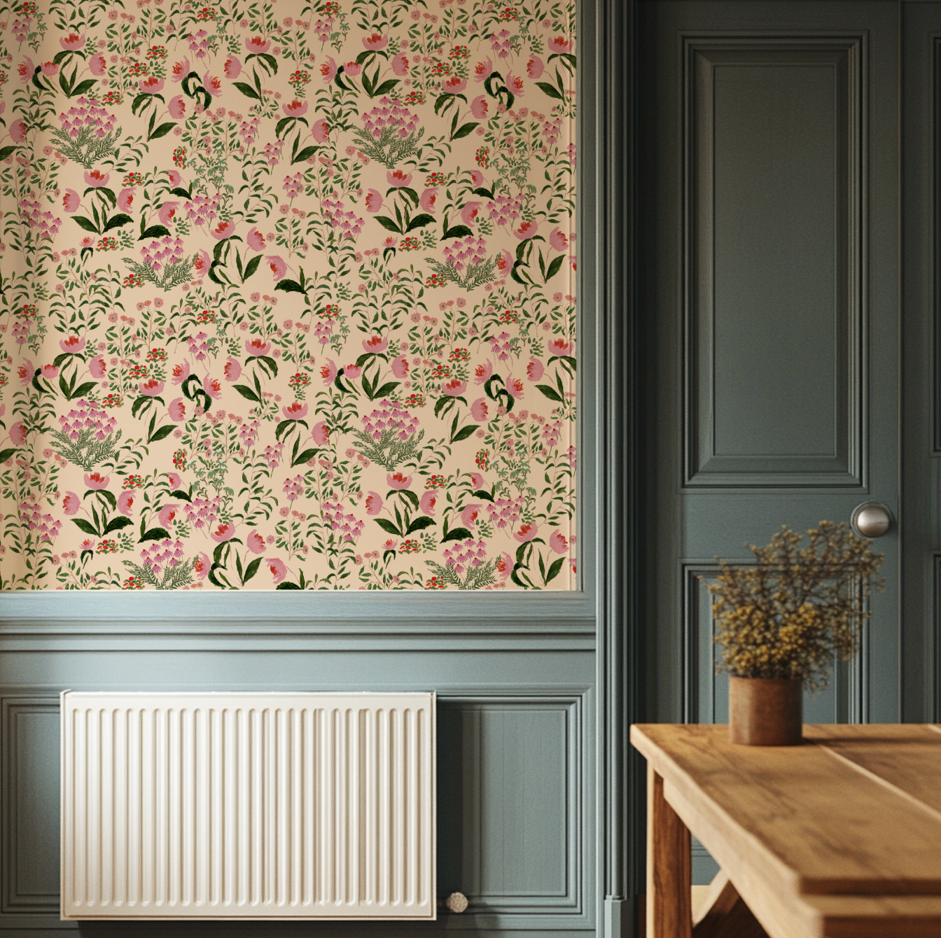 Wild French Garden In Blush Wallpaper