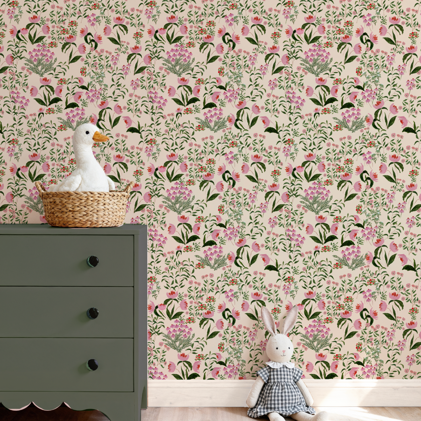 Wild French Garden In Blush Wallpaper