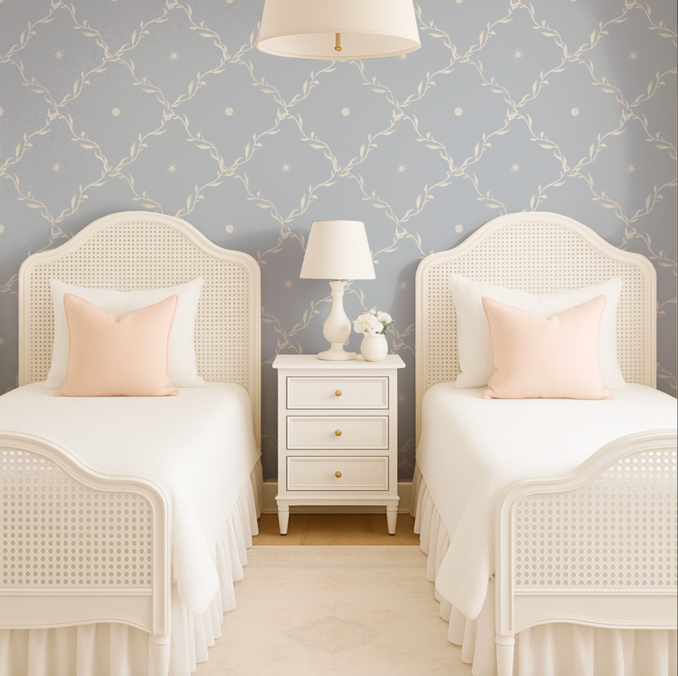 Celestial Trellis In Blue Wallpaper