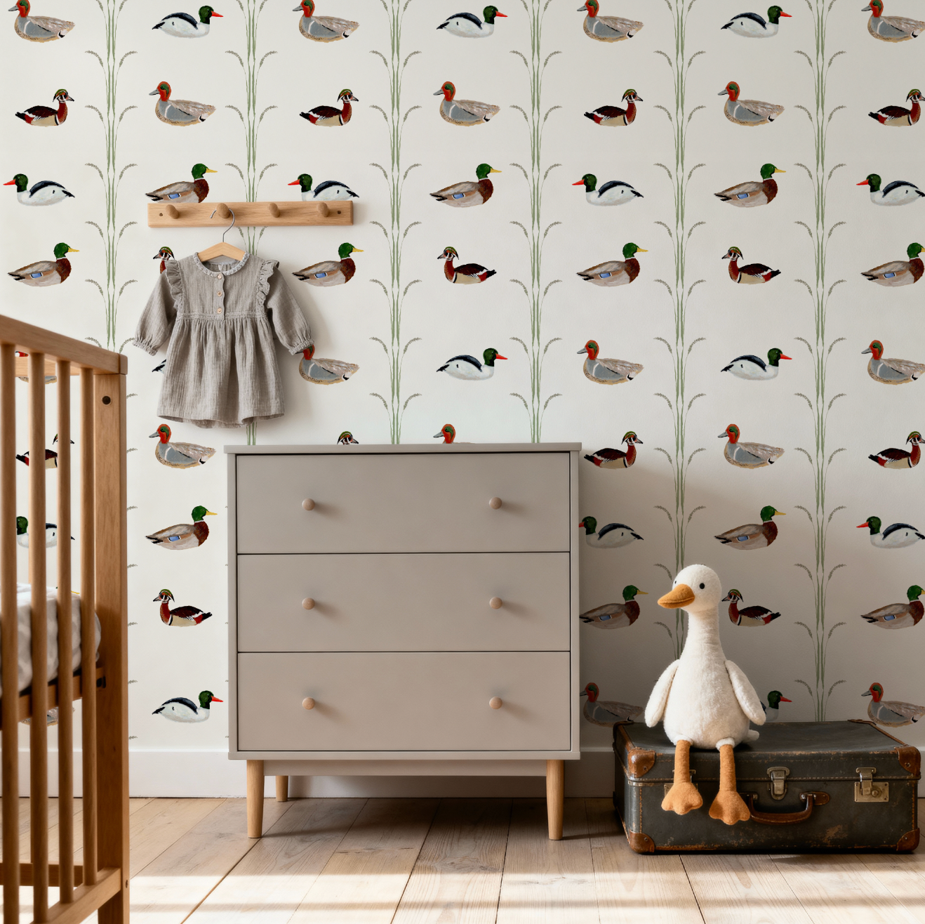 Ducks For Nicholas In Cream Wallpaper