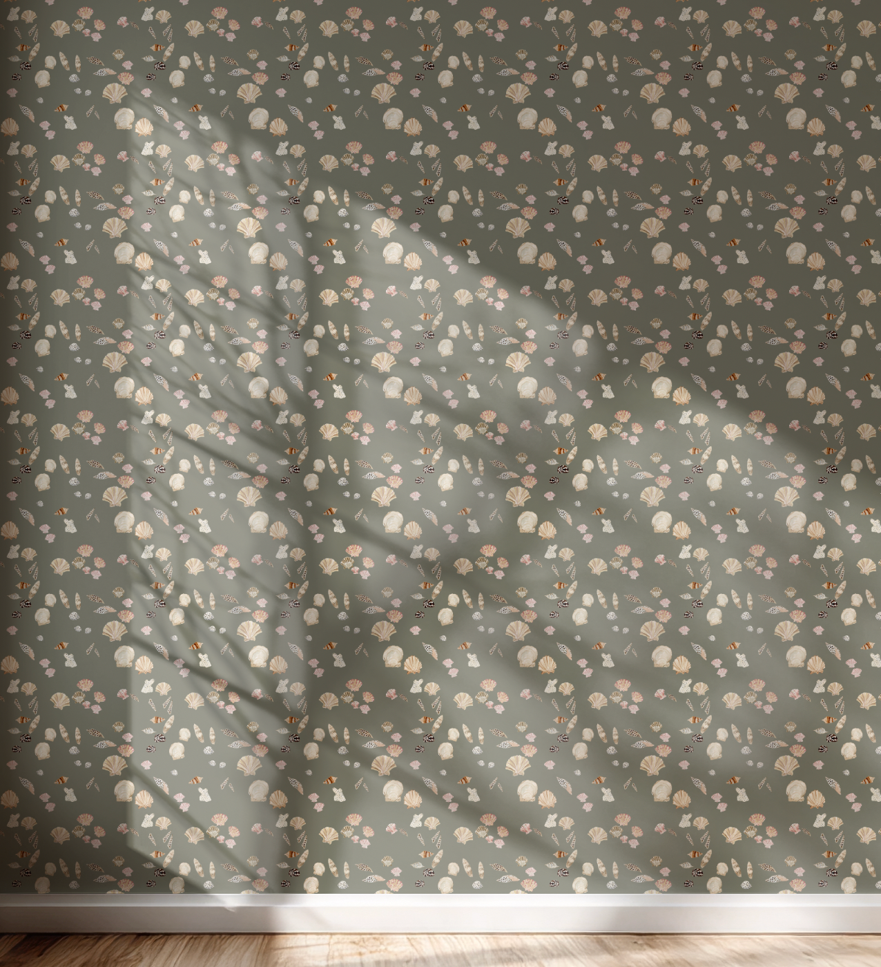Shell Hunt In Olive Wallpaper