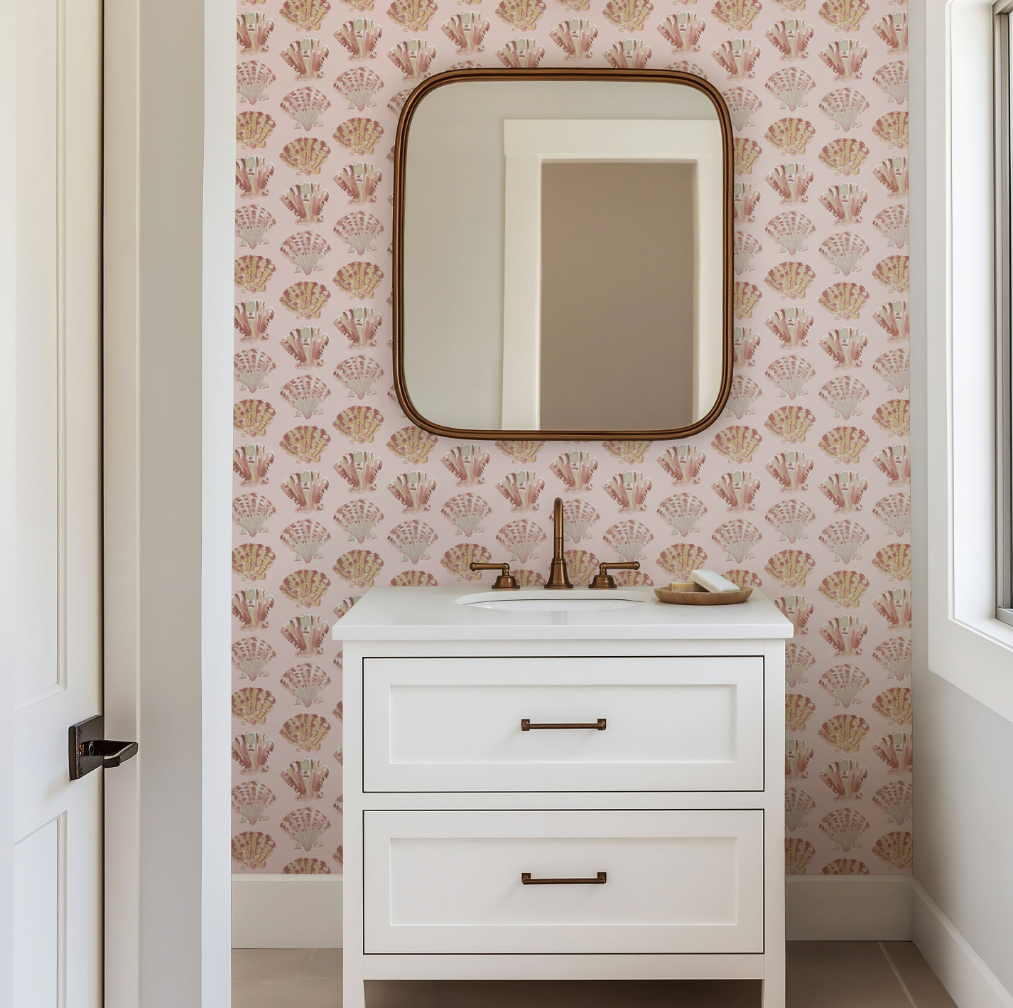 Scallops In Blush Wallpaper