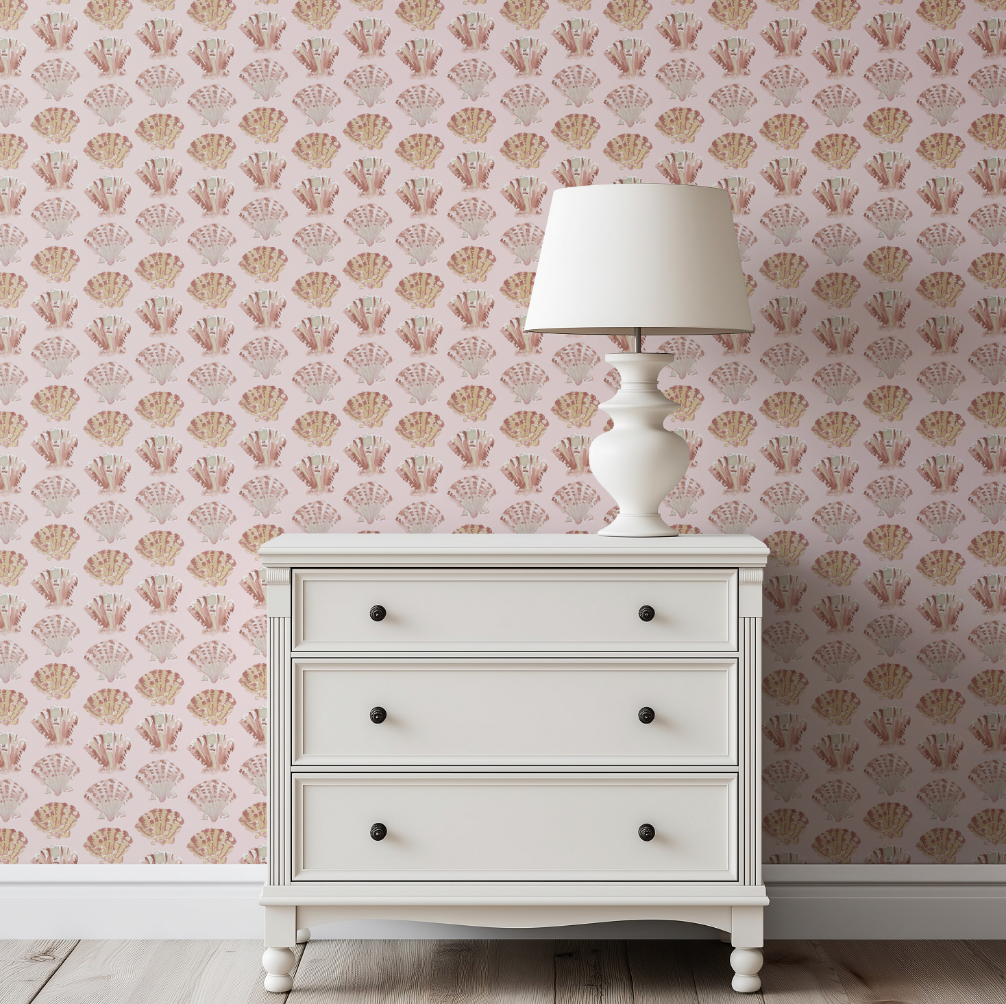 Scallops In Blush Wallpaper