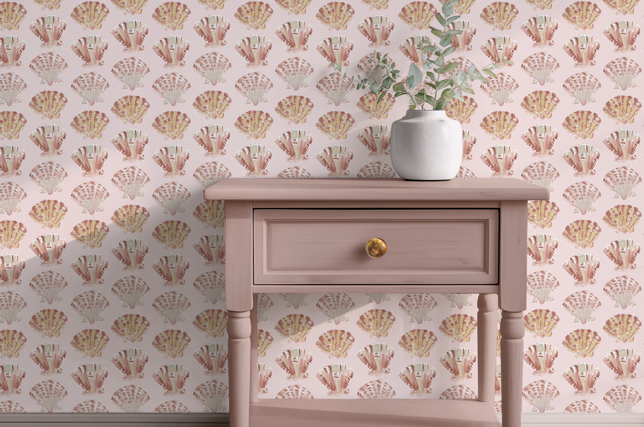 Scallops In Blush Wallpaper