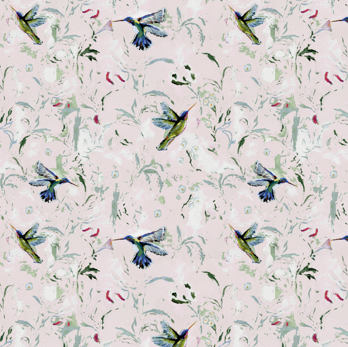 Hummingbird In Blush Wallpaper