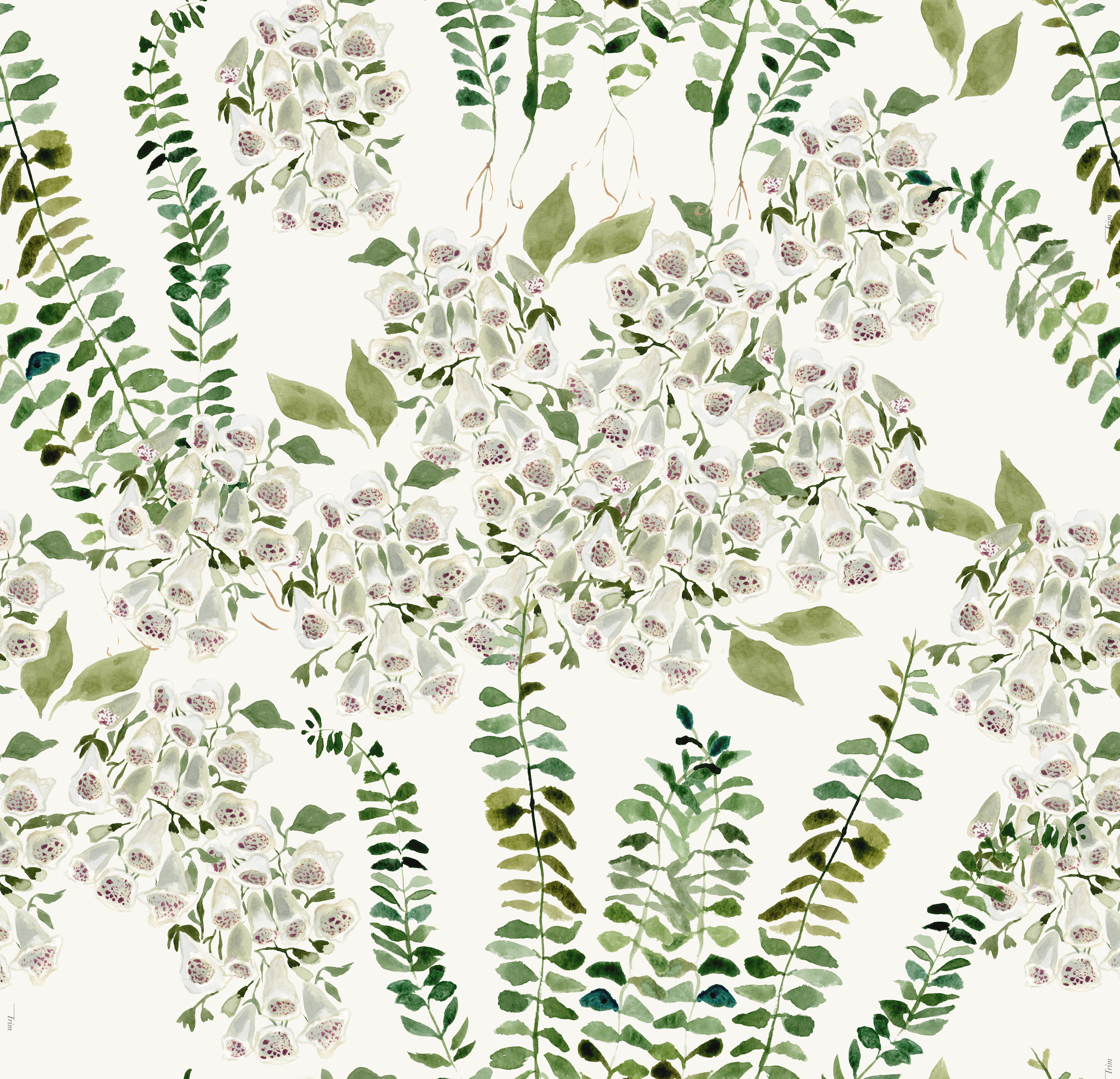 Foxglove Vine In Cream Wallpaper