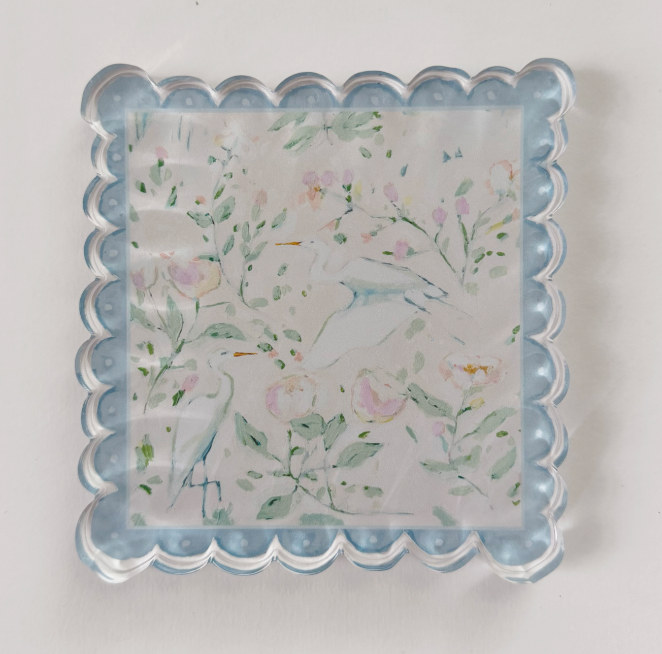 Egrets On Scalloped Acrylic Art Block