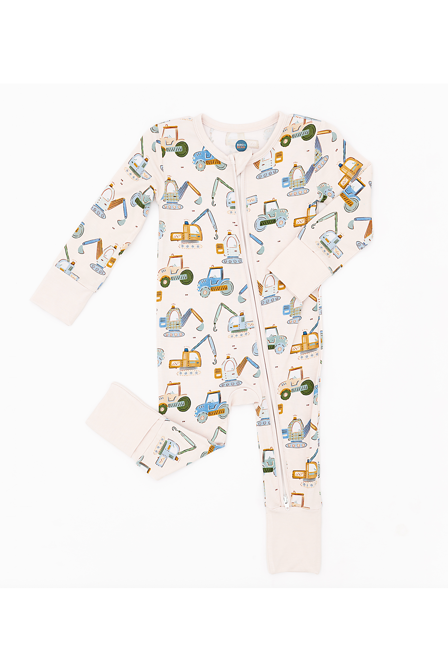 Bamboo One Piece Zip Pajama -little Builder
