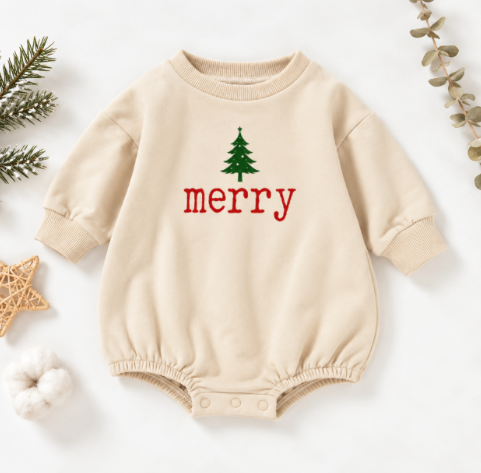 Merry Christmas Baby Bubble Romper