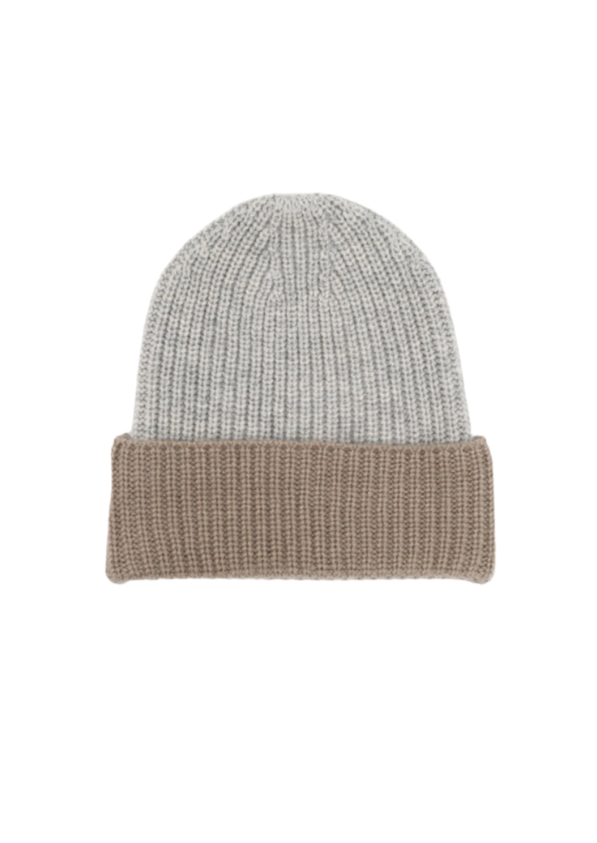 Cashmere Beanie | Grey/brown