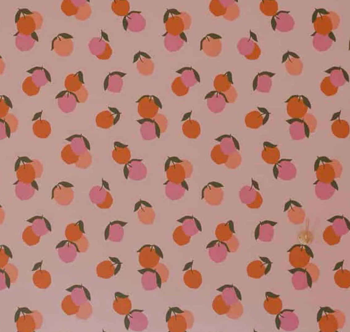 Kids Wallpaper – Peach Print, Pink Background | Loomwell Home Goods