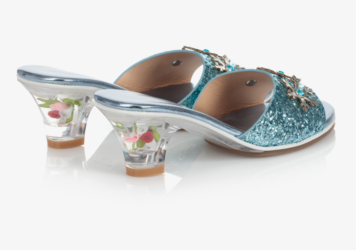 Ice Queen, High Heel Slipper, Metallic Light Blue (3 Sizes)