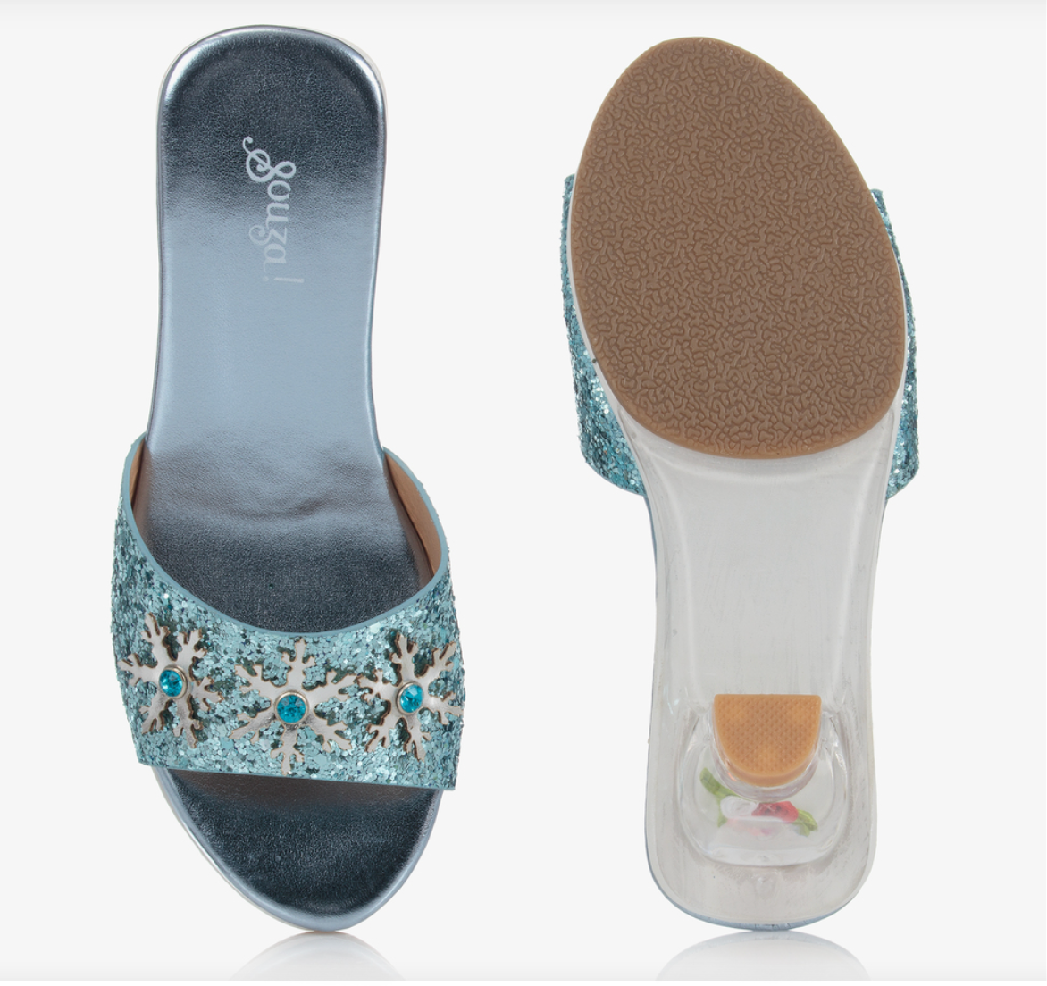 Ice Queen, High Heel Slipper, Metallic Light Blue (3 Sizes)