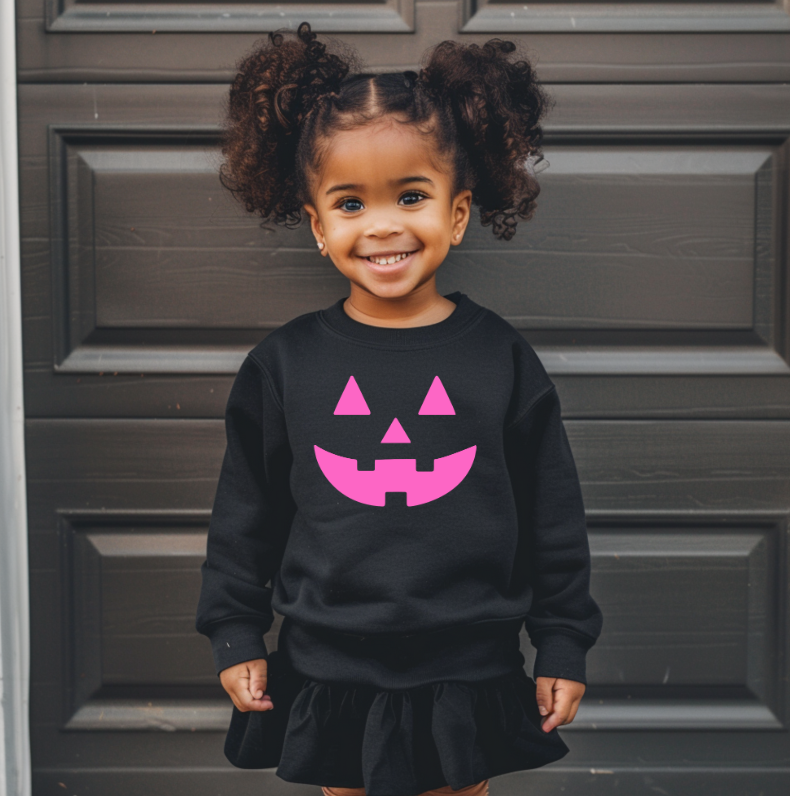 Neon Pink Jack-o-lantern On Black - See Matching Mama!