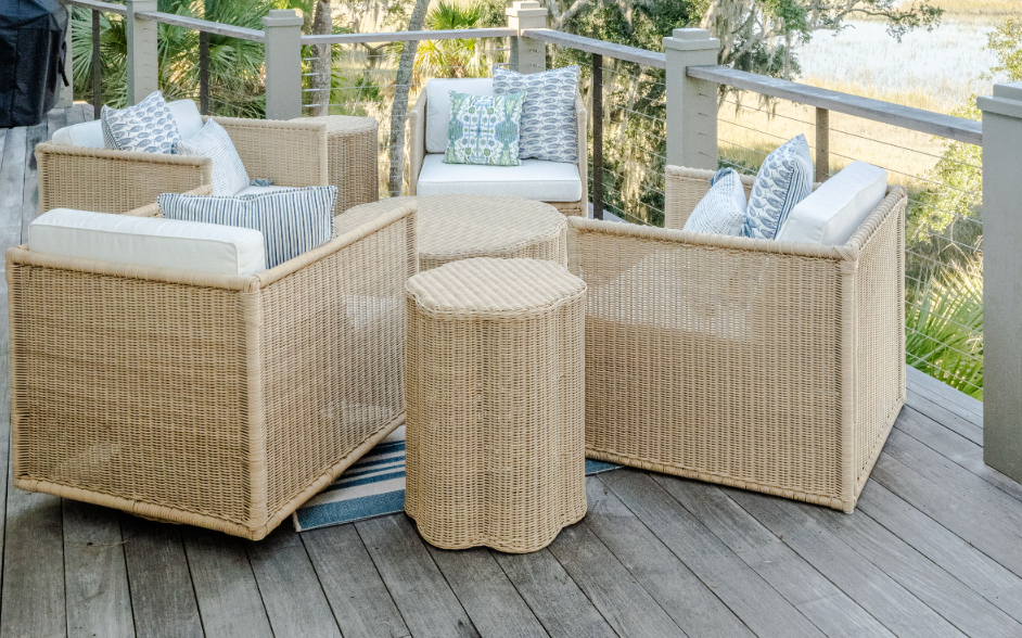 Kiira Outdoor Scalloped Side Table - Light Dune