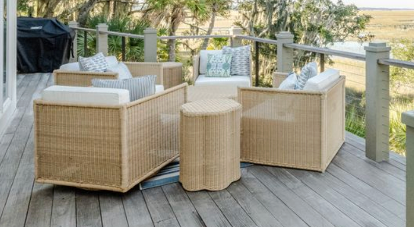 Kiira Outdoor Scalloped Side Table - Light Dune