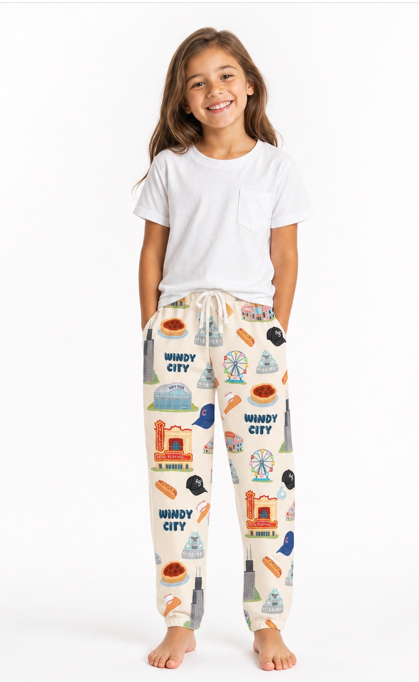 Windy City Chicago Bamboo Pajamas Unisex| Soft Chicago Kids Pajama Set