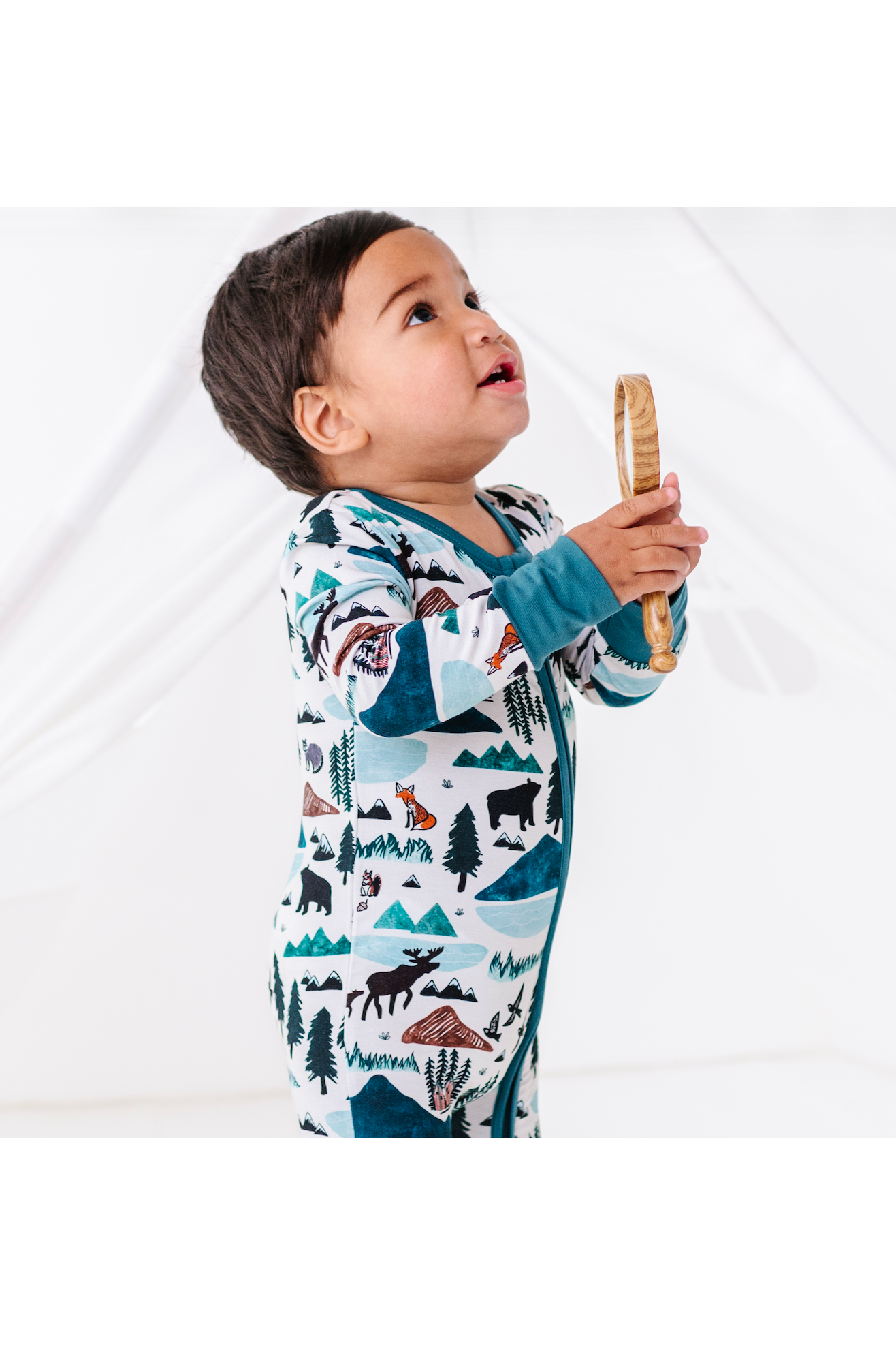 Bamboo One Piece Zip Pajama - Into The Wild