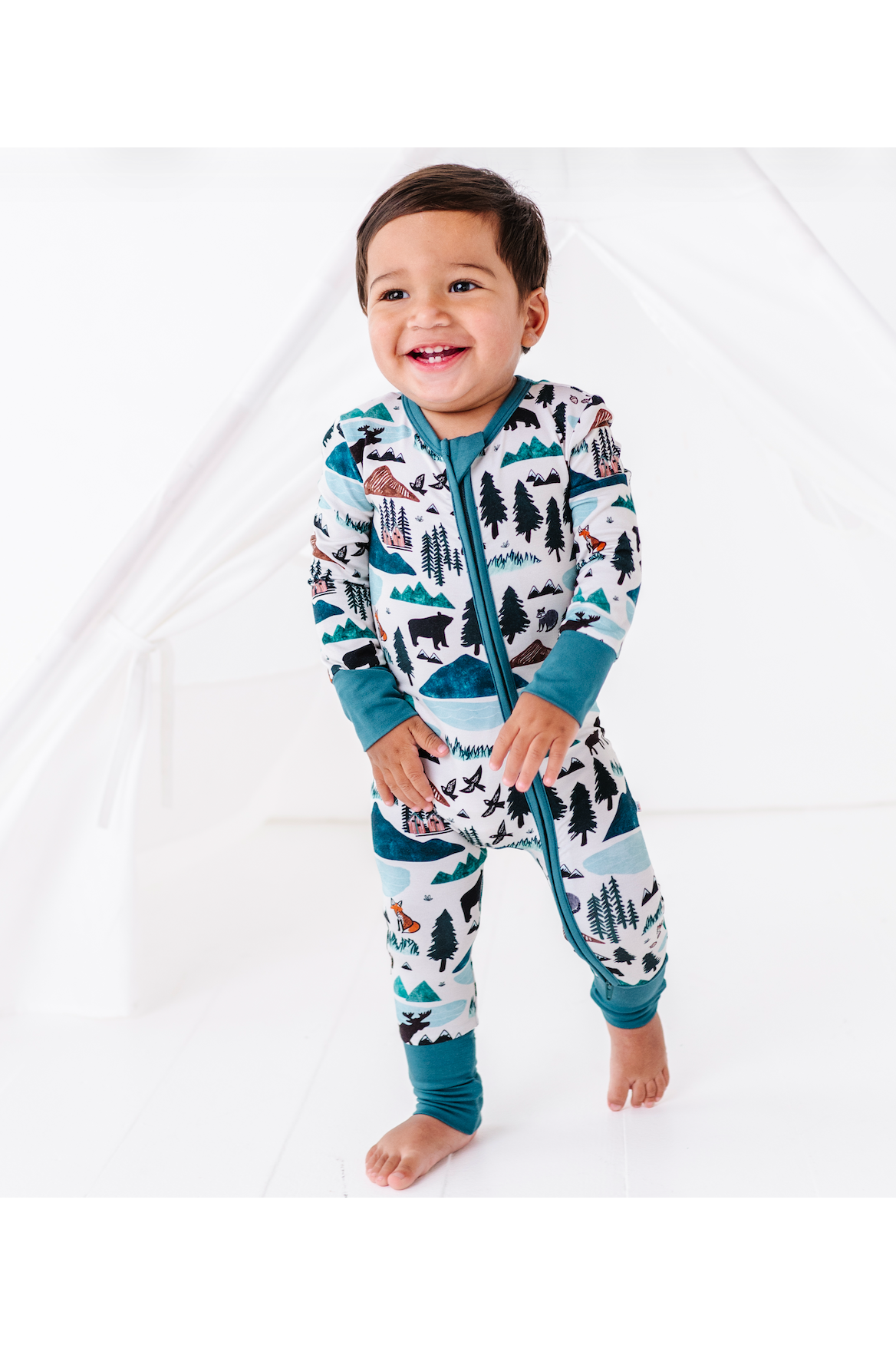 Bamboo One Piece Zip Pajama - Into The Wild