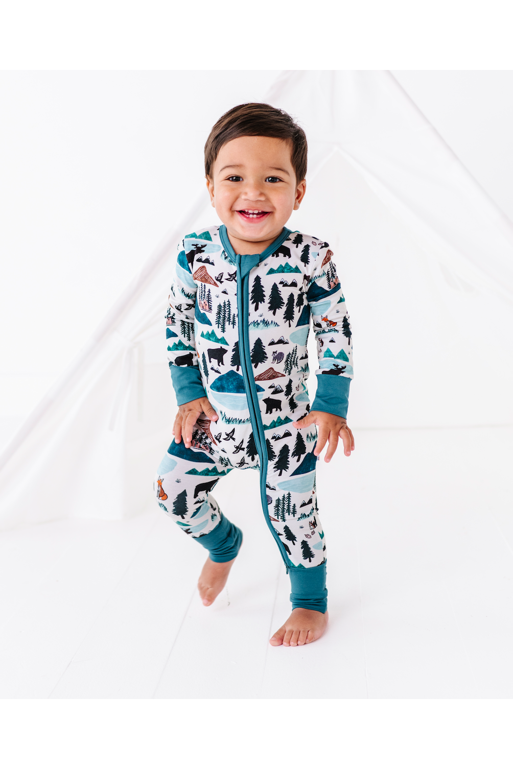 Bamboo One Piece Zip Pajama - Into The Wild