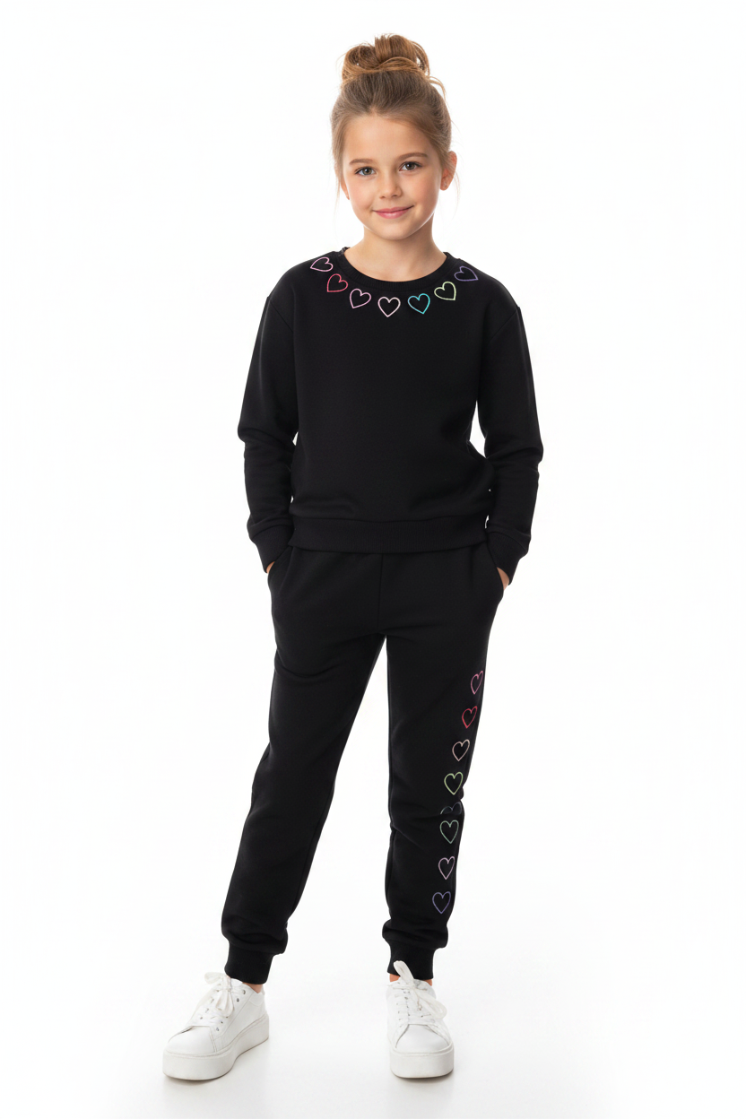 Tweenstyle By Stoopher - Embroidered Heart Sweatsuit