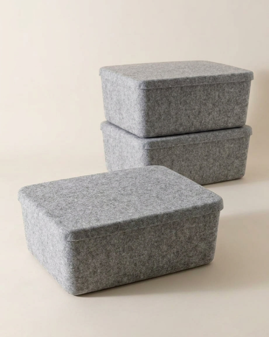 The Sculpted Bin - Large With Lid | Set Of 3