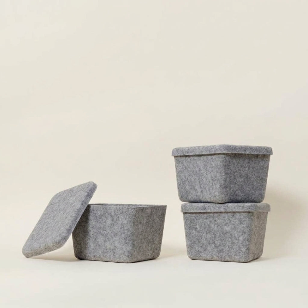The Sculpted Bin - Petite With Lid | Set Of 3