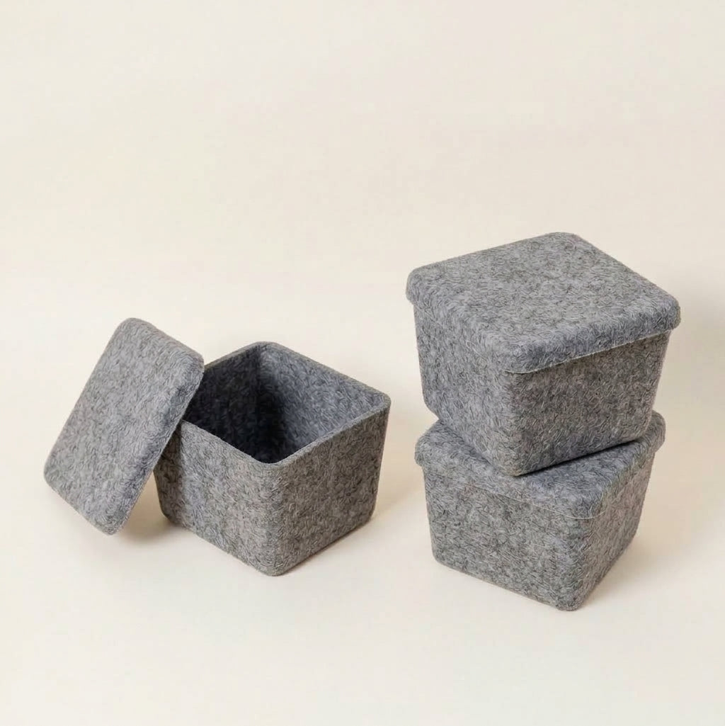 The Sculpted Bin - Petite With Lid | Set Of 3