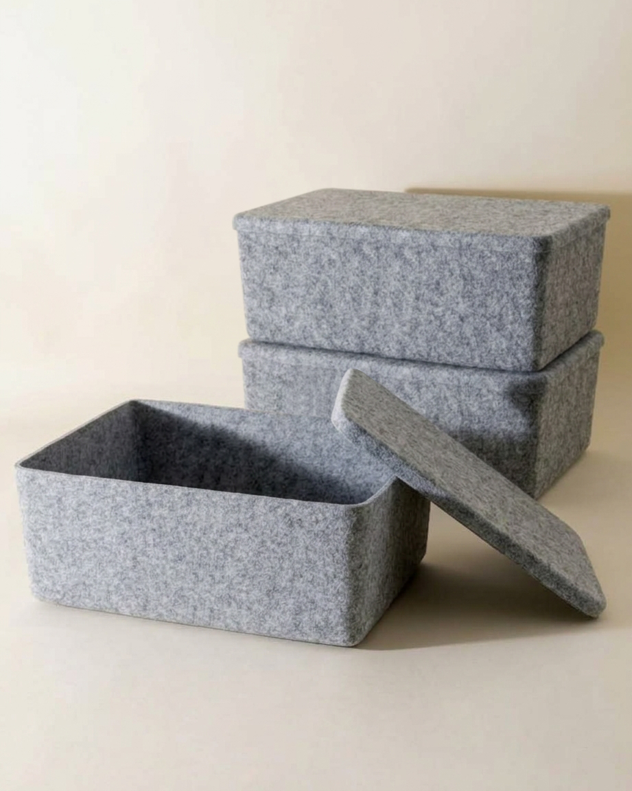 The Sculpted Bin - Xl With Lid | Set Of 3