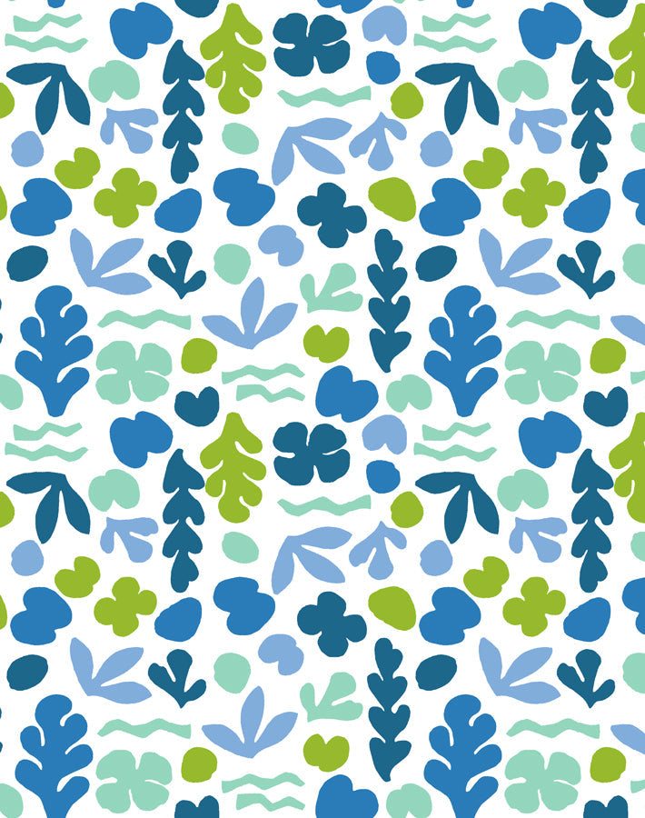 'small Sea Garden' Wallpaper By Tea Collection - Lapis / Lime