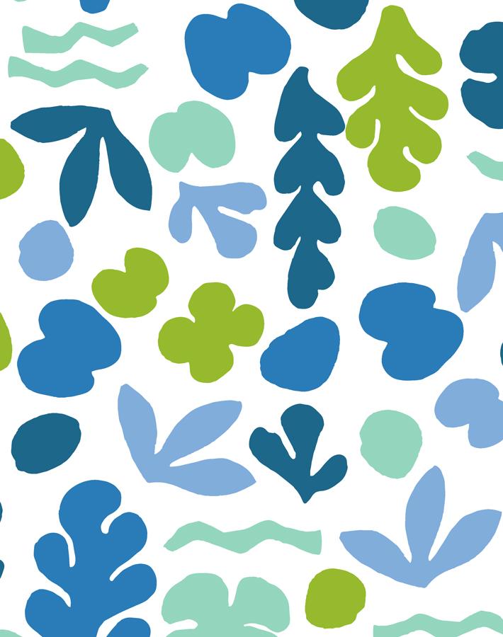 'small Sea Garden' Wallpaper By Tea Collection - Lapis / Lime
