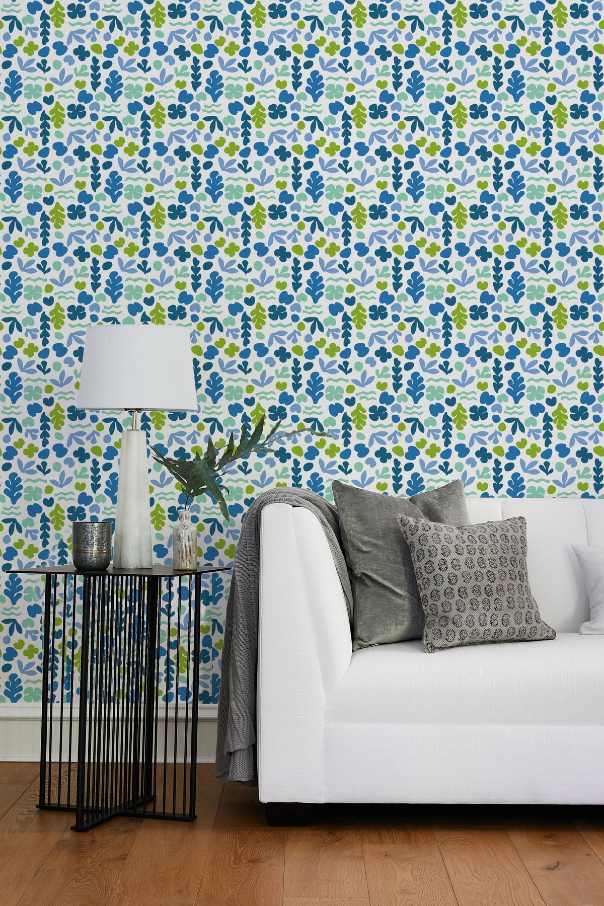 'small Sea Garden' Wallpaper By Tea Collection - Lapis / Lime