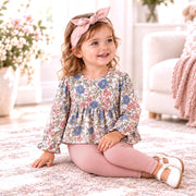 Vintage Floral Baby Girl Outfit - Bamboo & Cotton