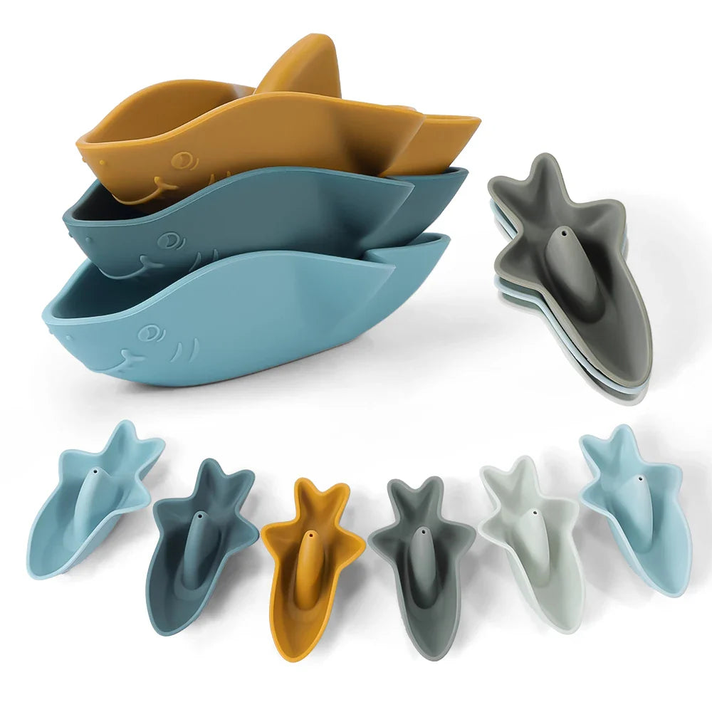 Bath Toy Set Of 3 Silicone Sharks Multivariant