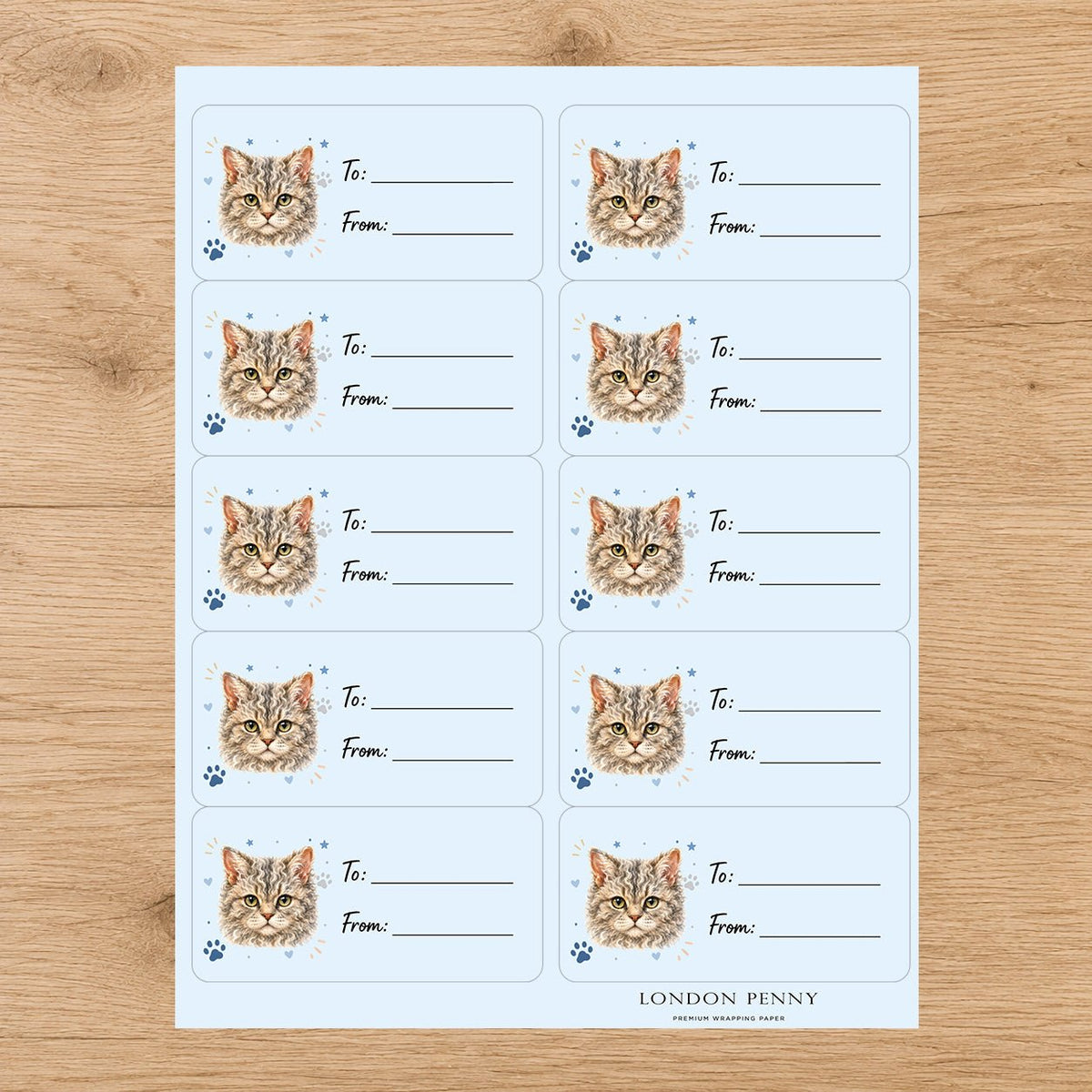 Selkirk Rex Pawprint Wishes Gift Tag Sticker Sheet