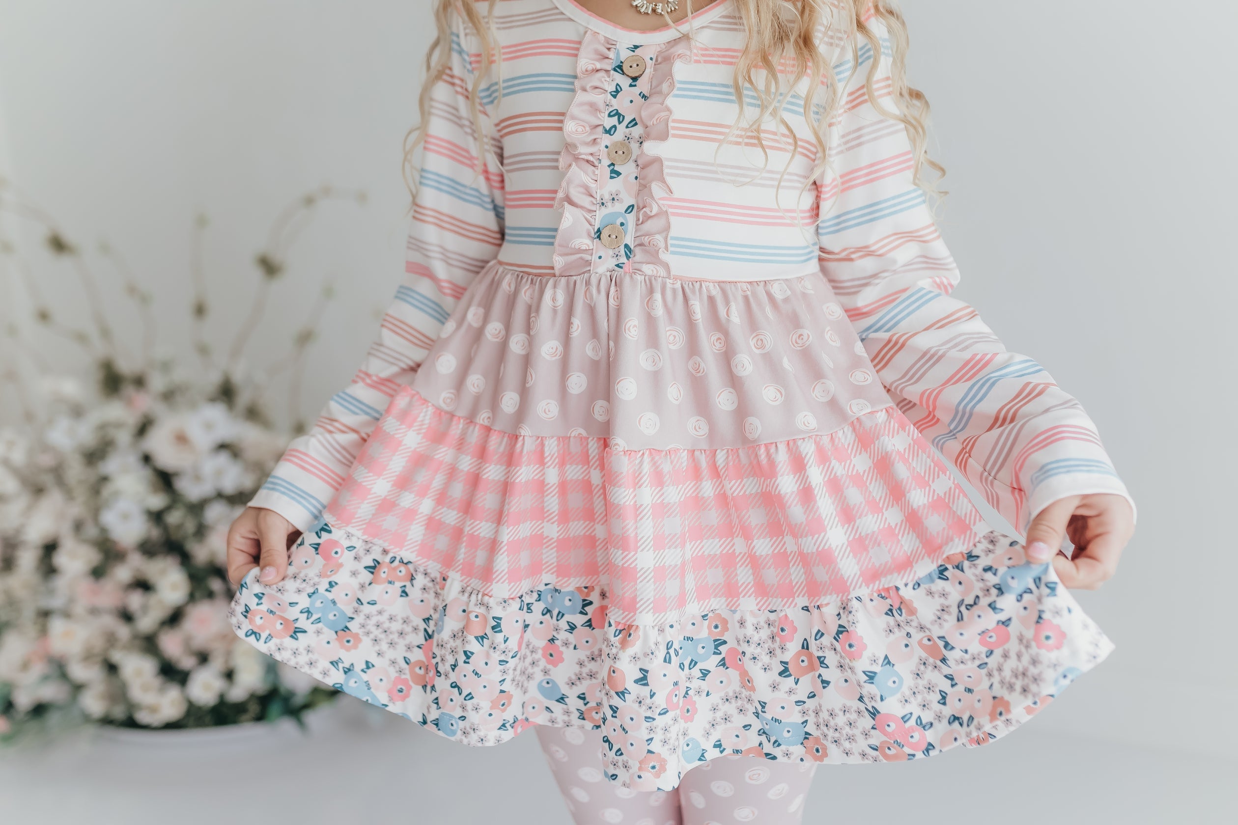 3 Tiered Sand Floral Pant Set