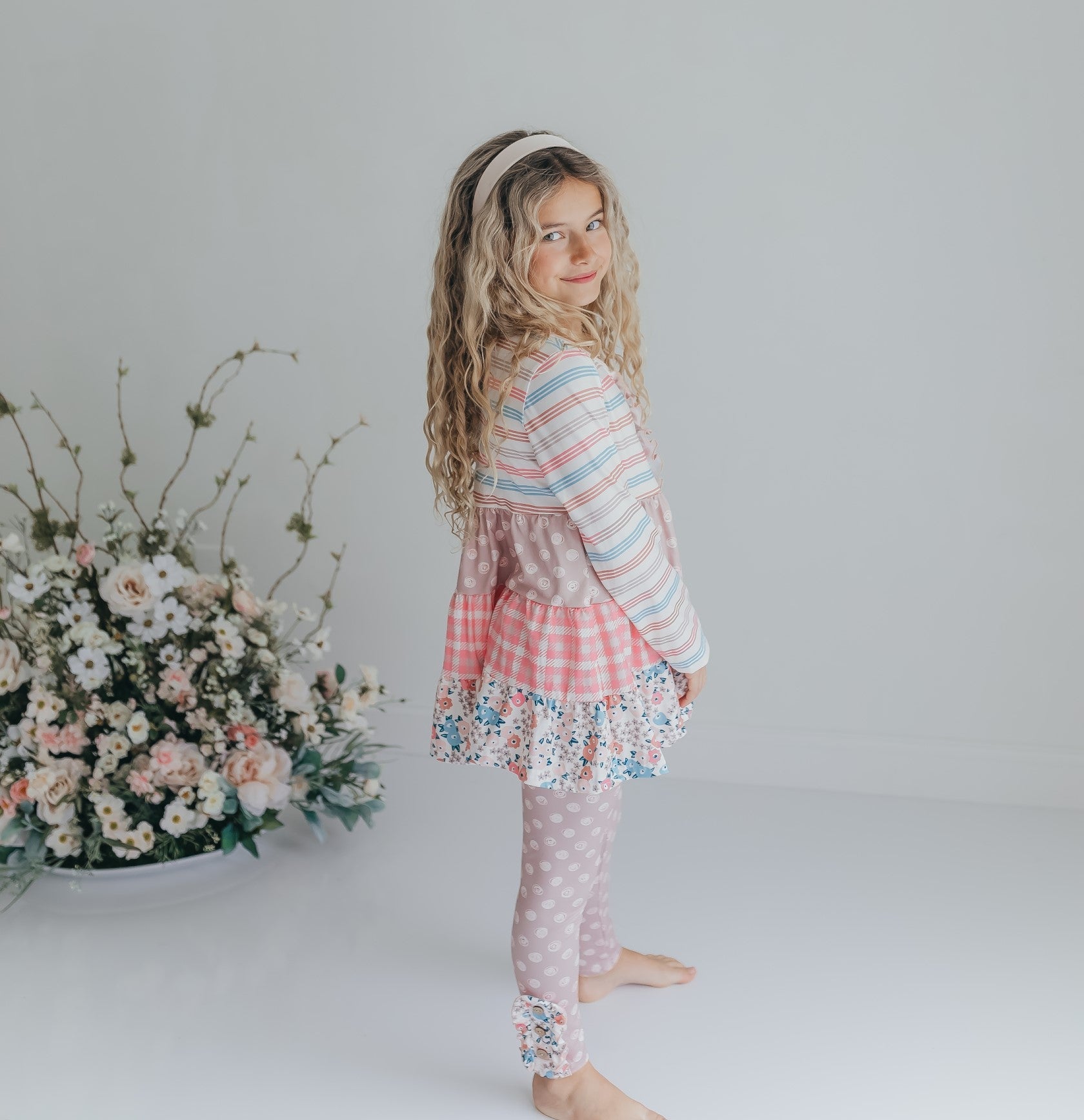 3 Tiered Sand Floral Pant Set