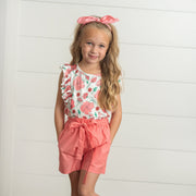 Coral Flutter Short Set