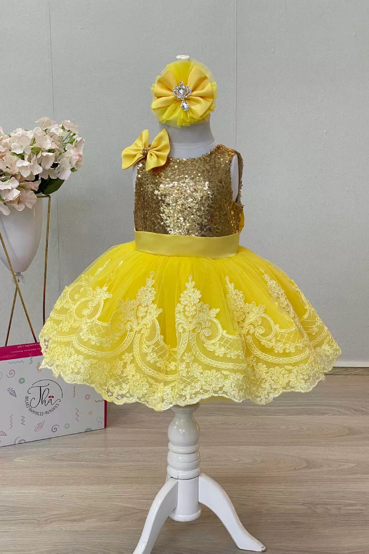 Shay Gold & Yellow Party Dress