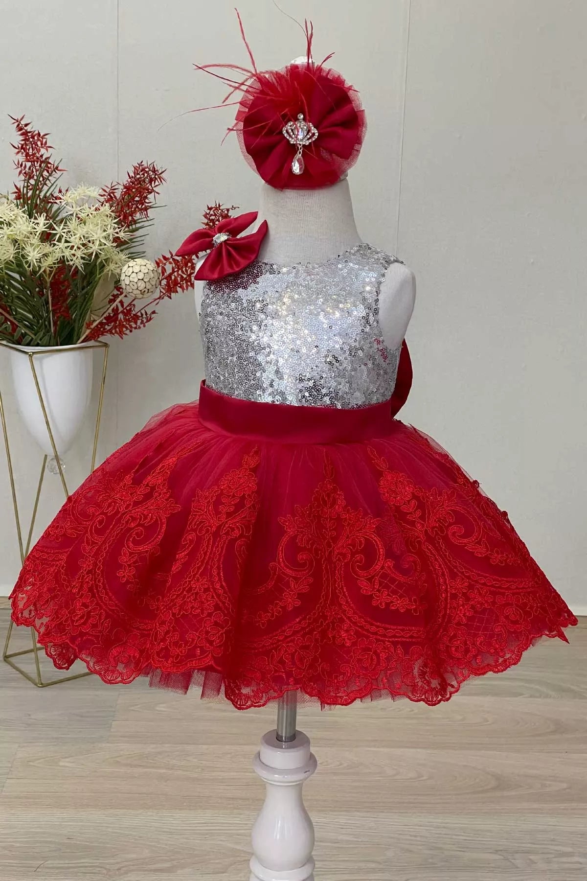 Shay Silver & Red Party Dress