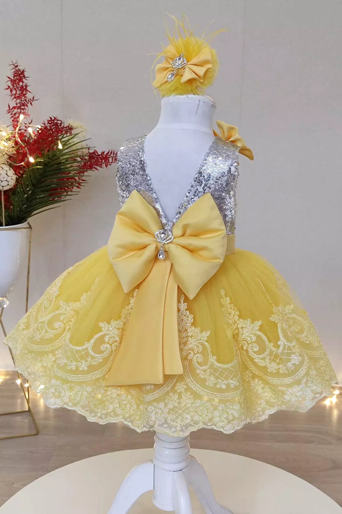 Shay Silver & Yellow Party Dress