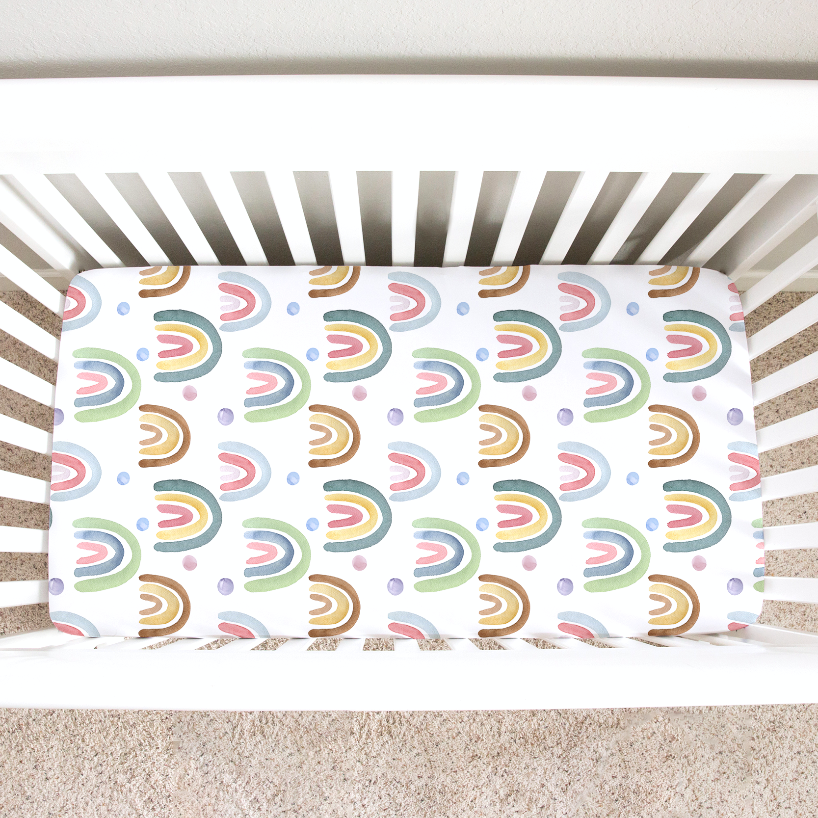 Fitted Crib Sheet - Blue Rainbow
