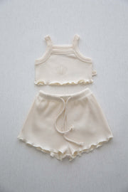 White Crop-short Set