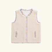Sherpa Vest W/floral Trim