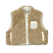 Boys Sherpa Zipper Vest In Beige