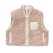 Girls Sherpa Zipper Vest In Soft Pink